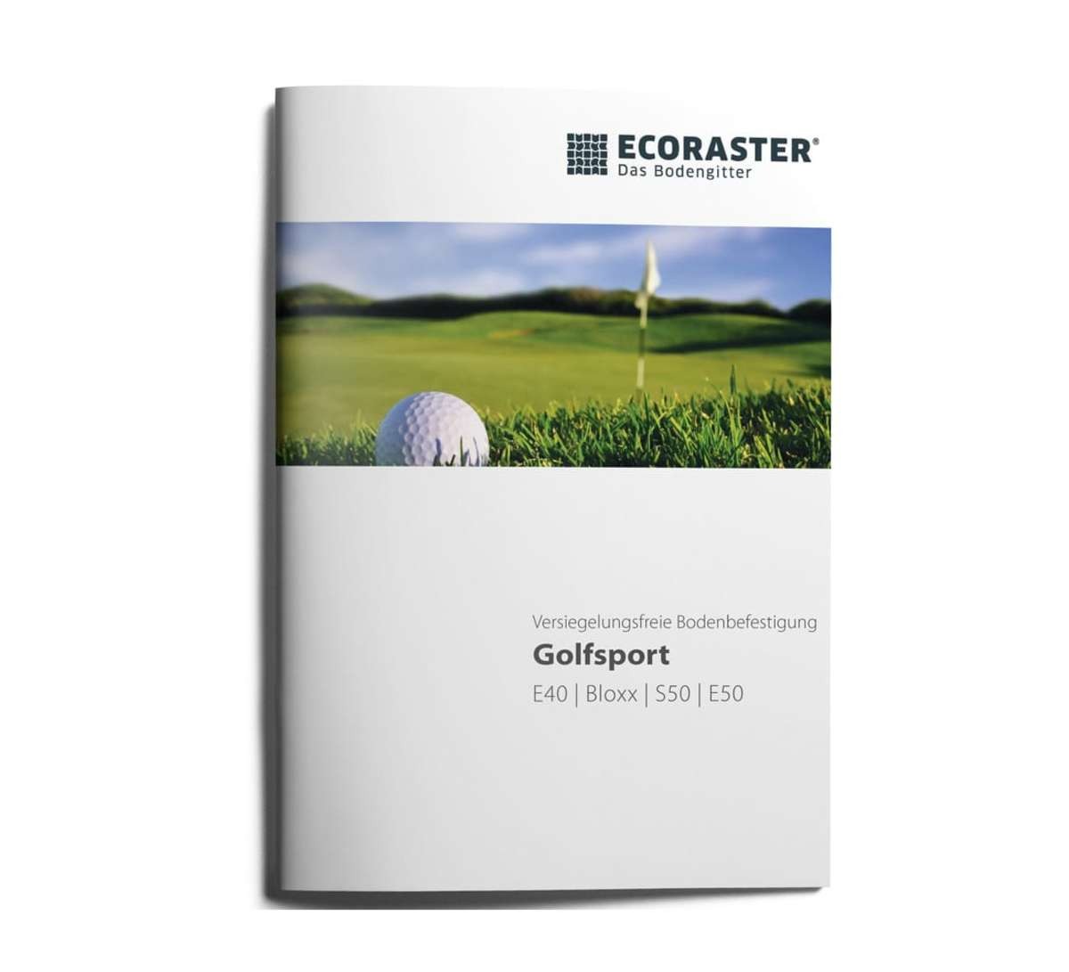 Vorderansicht der ECORASTER Broschüre für den Golfsport