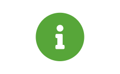 Grünes Icon mit weißem i Buchstaben
