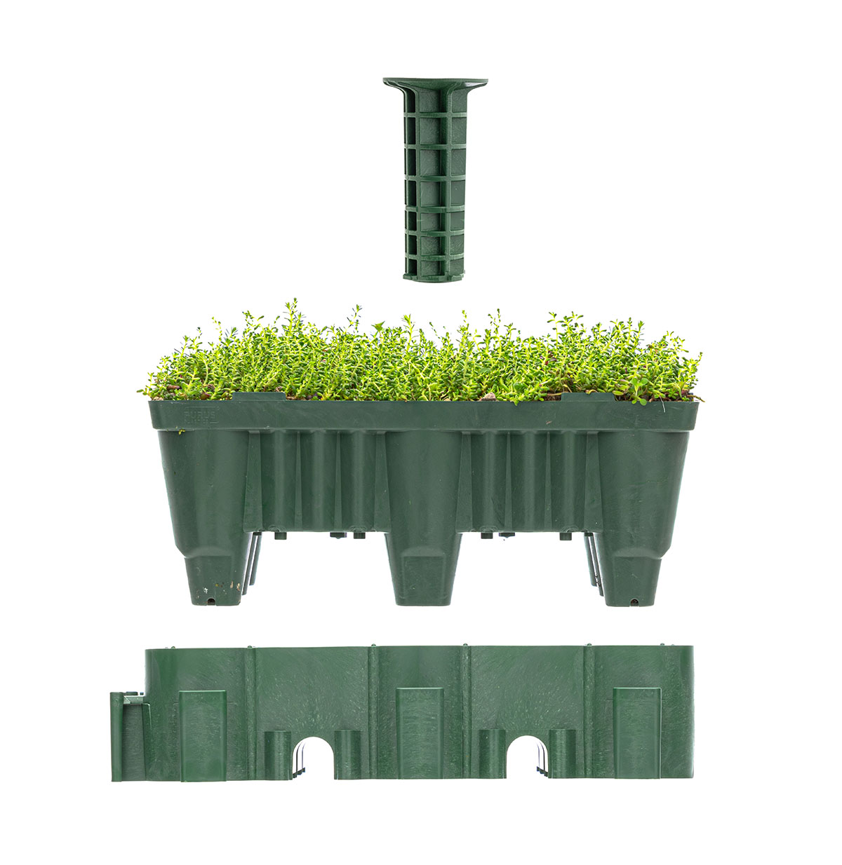 Seitliche Darstellung der Module des Aufbaus eines ECOgreen System Moduls