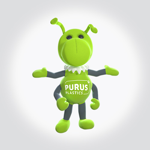 Fidus Ameise  breitet die Arme vor hellgrauem Hintergrund aus